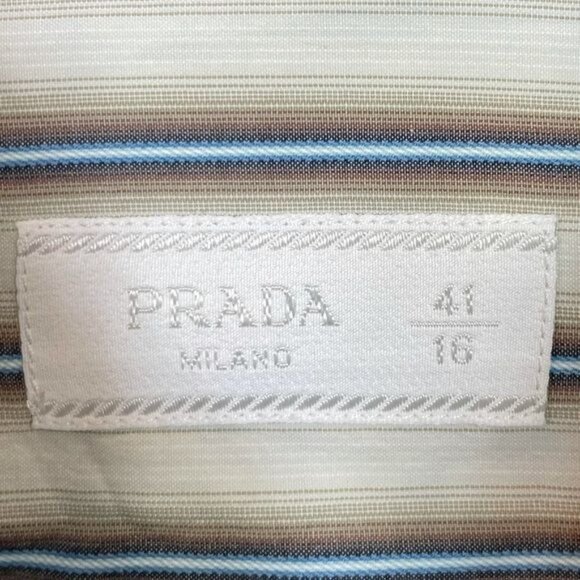 Prada Milano Striped  Button Down Collared Shirt Size 41 / 16 - Picture 4 of 6